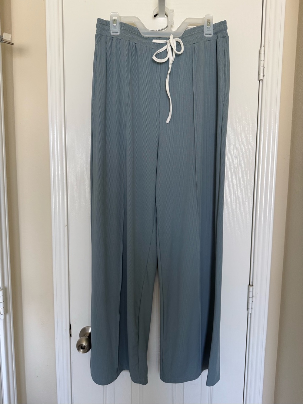 Cider Wide Leg Drawstring Pants in Dusty Blue - Sz XL